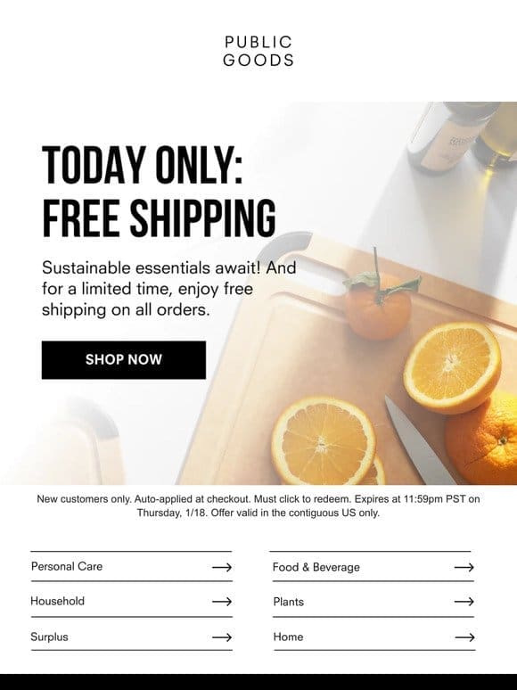 Today only: say goodbye to shipping fees