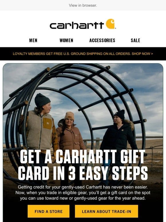 Trade your gear for a Carhartt gift card
