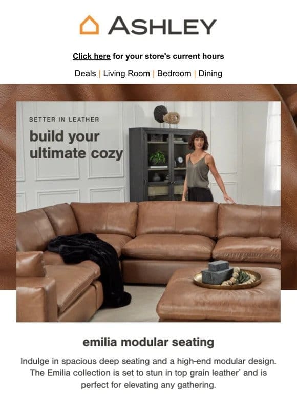 Transformation: Explore Emilia Modular Leather Seating at Ashley