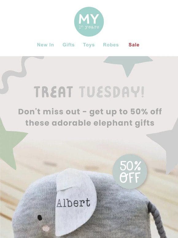 Treat Tuesday: Meet our Elephant collections – up to 50% off!