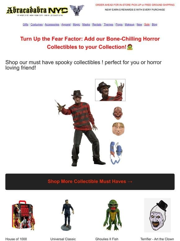 Turn Up the Fear Factor: Add our Bone-Chilling Horror Collectibles to your Collection!