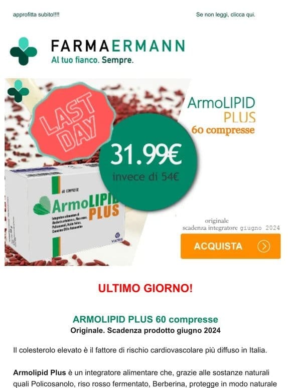 ULTIMO GIORNO! -41% Armolipid Plus 60 compresse ⚡⚡⚡