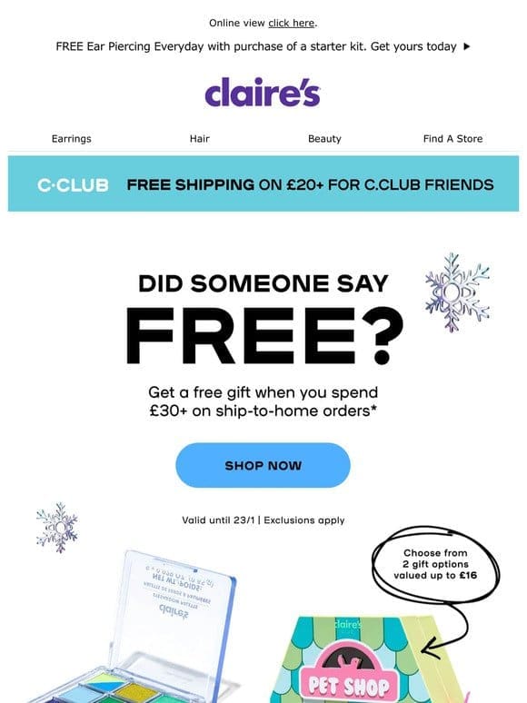 Um， wow! FREE gift when you spend £30+