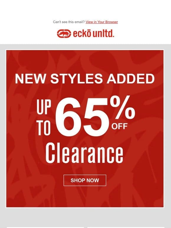 Unlock Up To 65% Off Clearance Styles!