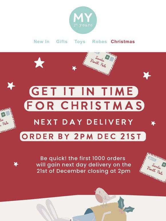 Until 2pm tomorrow! Last Call for Pre-Christmas Delivery