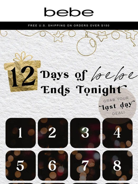 Unwrap Your Final Deal in the 12 Days of bebe!