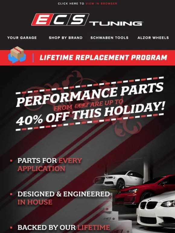 Up To 40% off Top ECS and Turner Performance Parts for the Holiday!