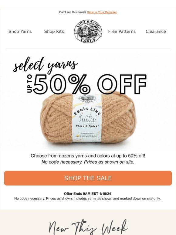Up To 50% Off Select Yarns!