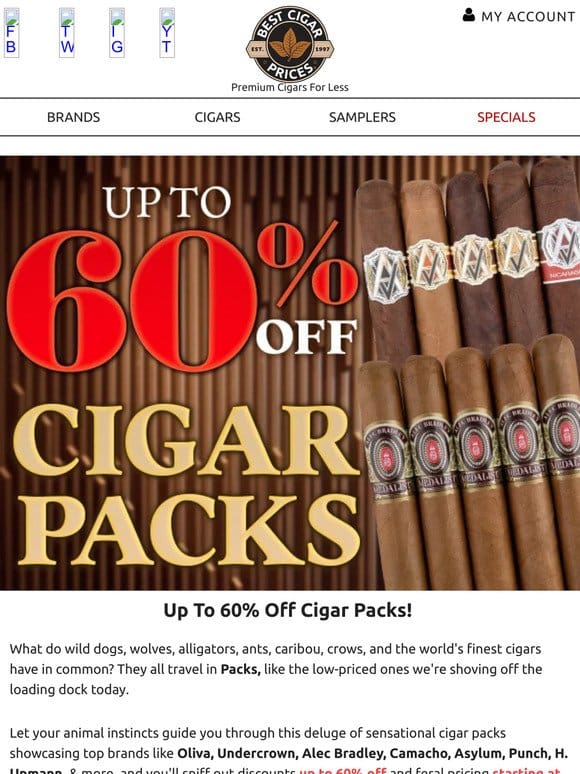 Up To 60% Off Cigar Packs