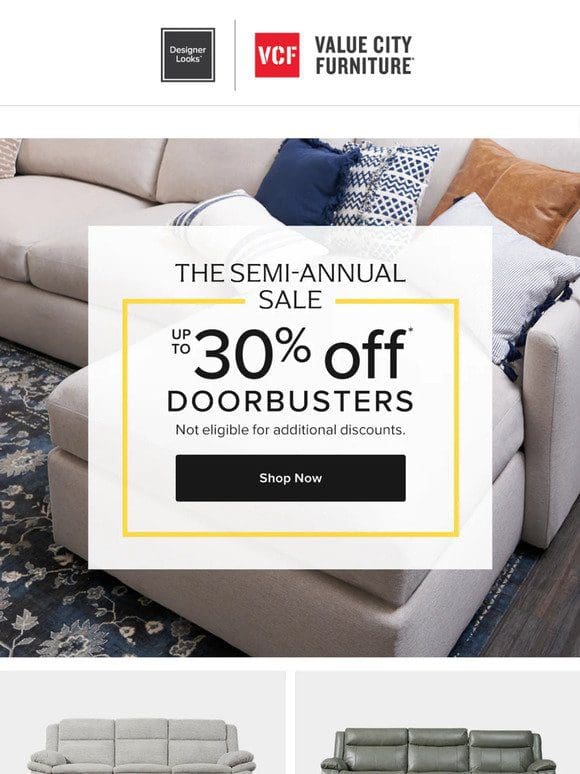 Up to 30% off (luxe!) Doorbusters.