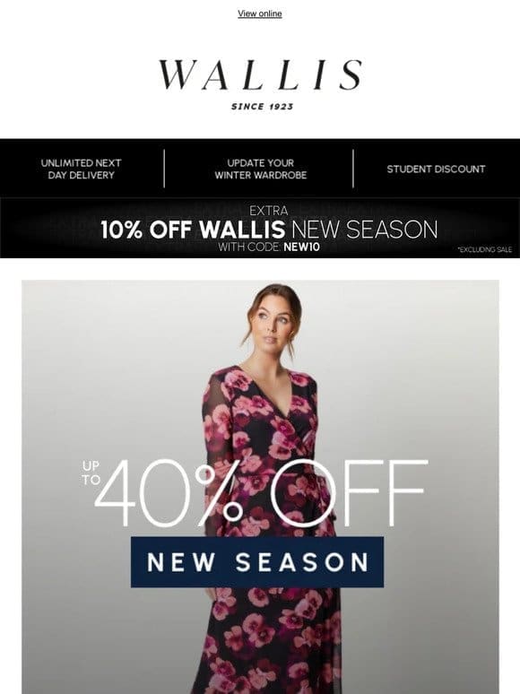 Up to 40% off new season