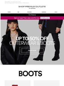 Up to 50% Off Boots & Outerwear
