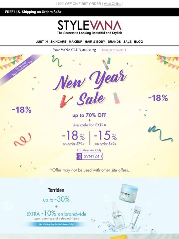 Up to 70% OFF NEW YEAR deals!