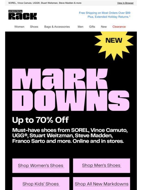 Up to 70% OFF new shoe markdowns