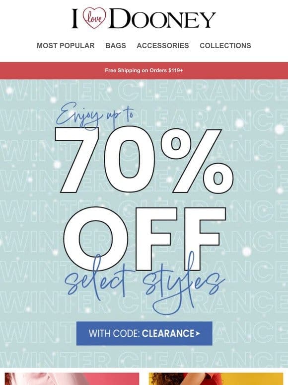 Up to 70% Off ❄️ Winter Clearance Starts Now!