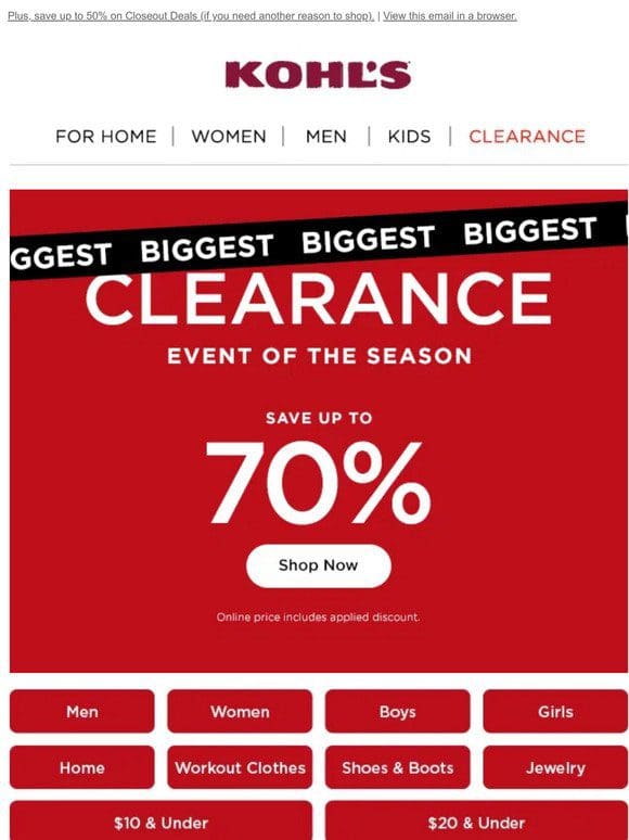 Up to 70% off clearance ⁉️ Yes， please!
