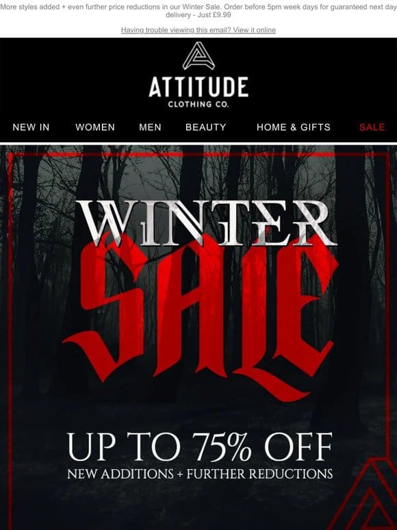 Up to 75% OFF， and we’ve got your size