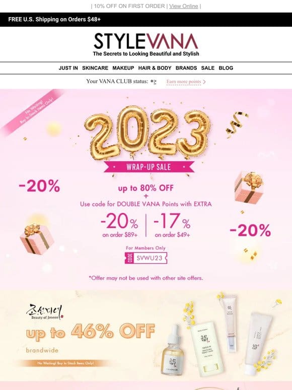 Up to 80% OFF to bid 2023 goodbye!