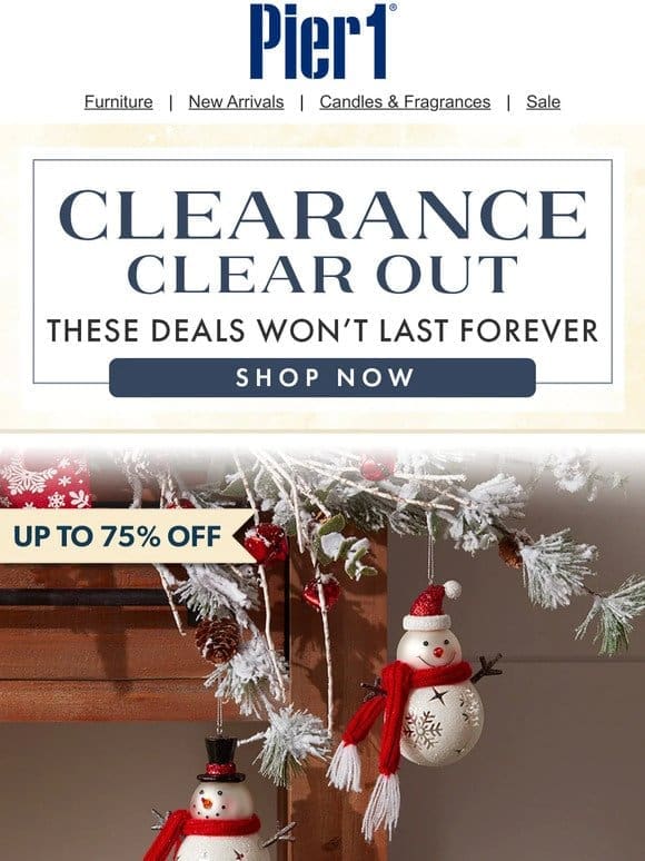 Up to 80% Off in Our Last Chance Christmas Clearance!