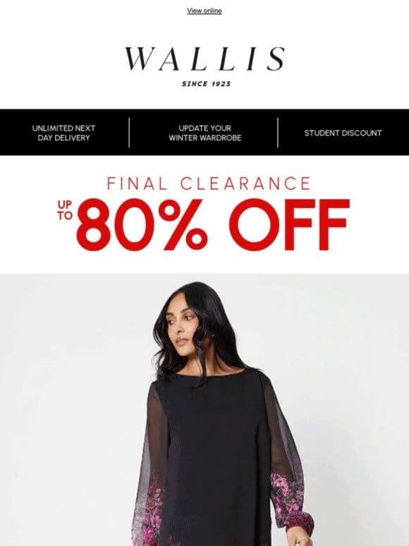 Up to 80% off final clearance
