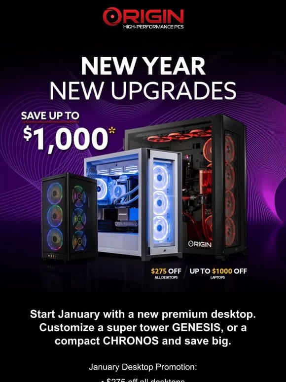 Upgrade your 2024 with an ORIGIN PC – January Promotions