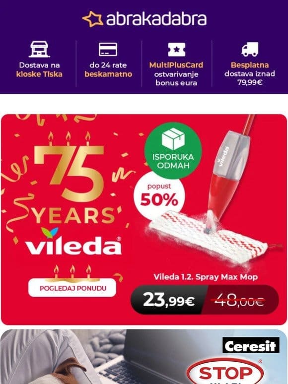 Vileda 1.2. Spray Max mop samo 23，99 €   Super popusti na Philips male kućanske aparate