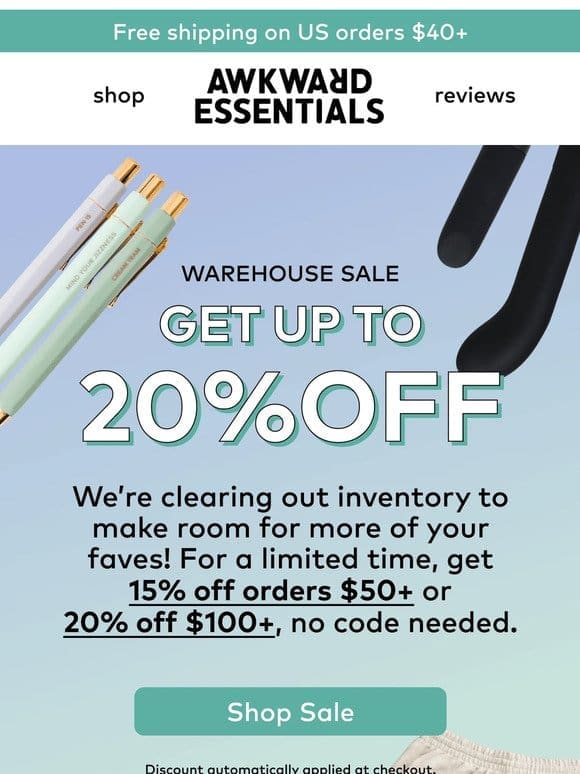 Warehouse Sale   Up to 20% OFF