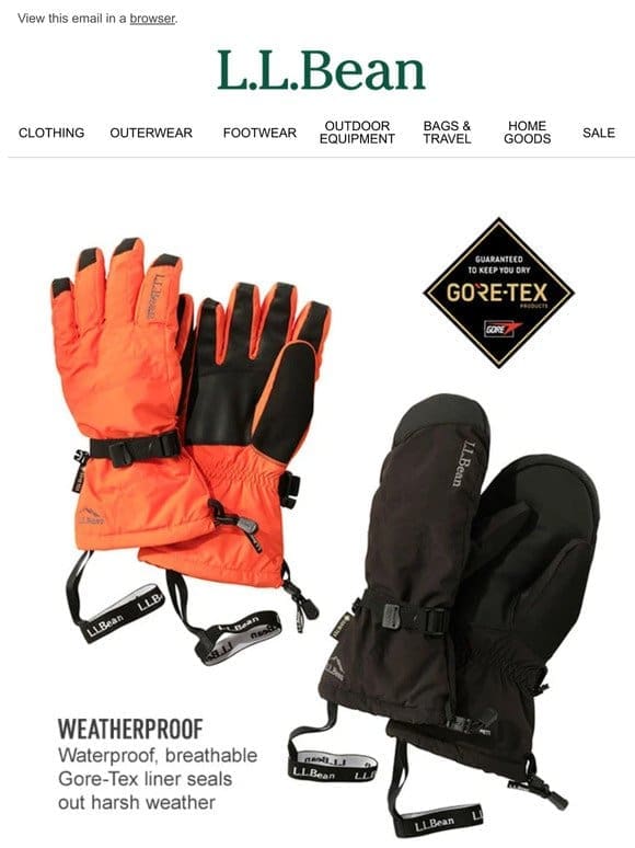 Warm， Waterproof Cold-Weather Gloves