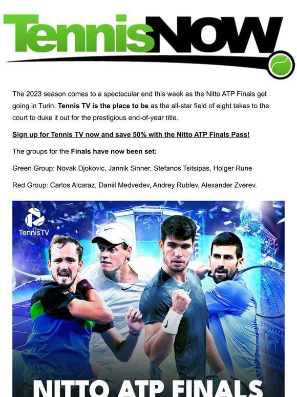 Watch the Nitto ATP Finals for less with Tennis TV