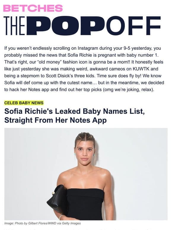 We know what Sofia Richie is gonna name her baby (JK but not really)