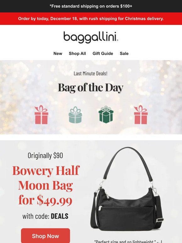 Wear It Your Way—$49.99 Bowery Half Moon Bag
