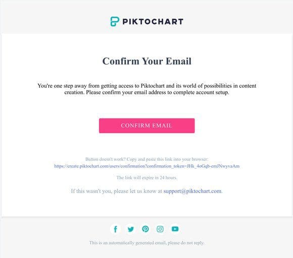 Welcome to Piktochart | Confirm your email address