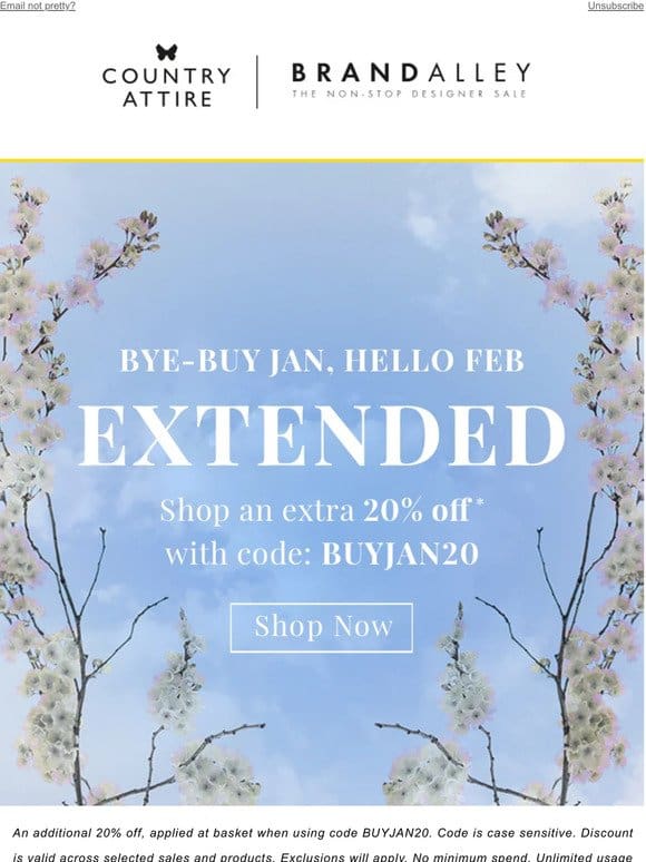 We’ve EXTENDED the sale! Shop an extra 20% off*
