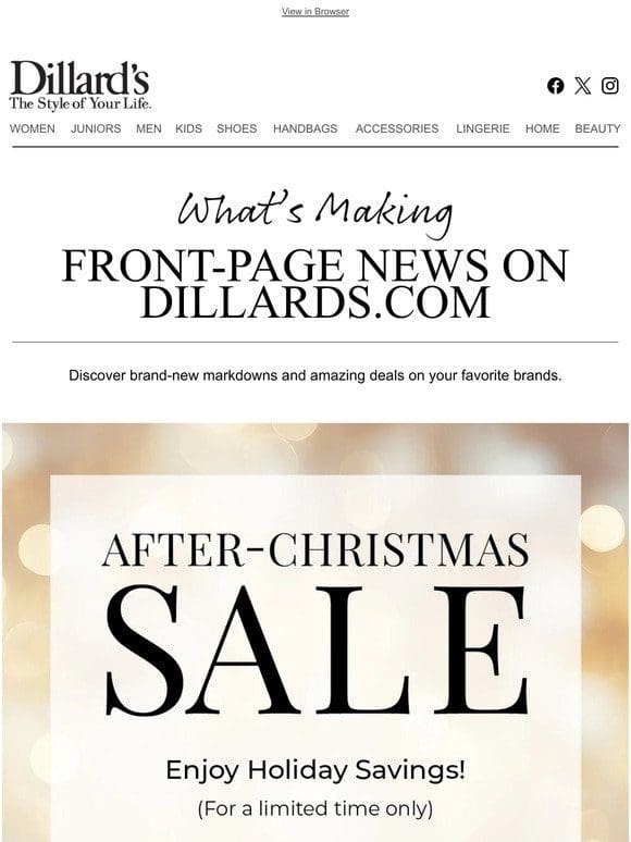 What’s Making Front Page News: Our After-Christmas Sale