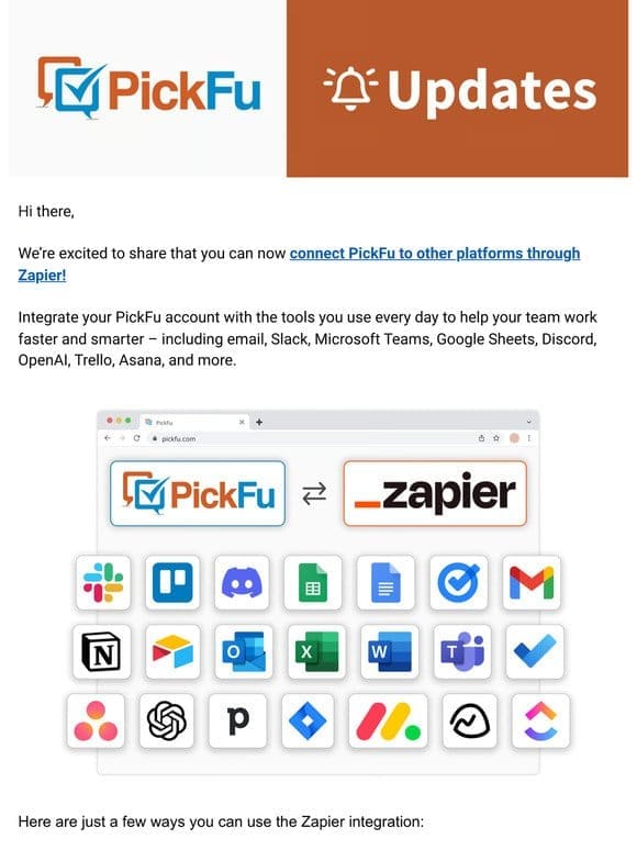 What’s new in PickFu: Zapier integration & more ⚡
