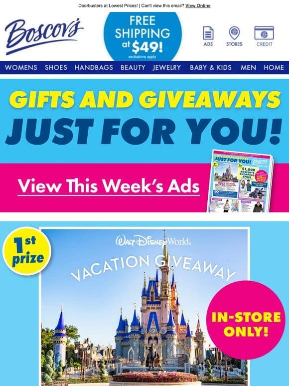 Win a Disney Trip or Shopping Spree!
