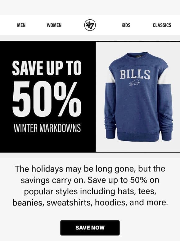 Winter Markdowns: Save Up to 50%