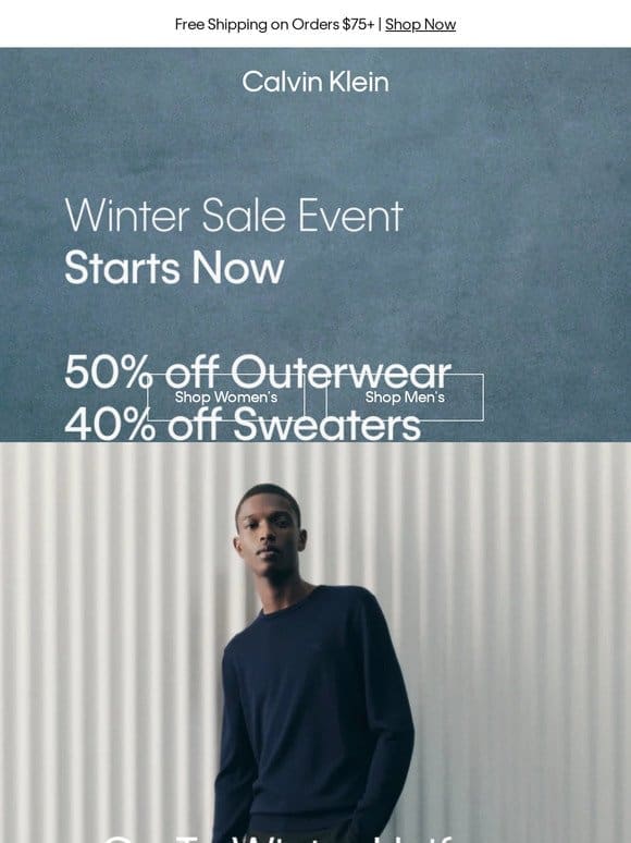 Winter Sale Event Starts Now – 50% off Outerwear