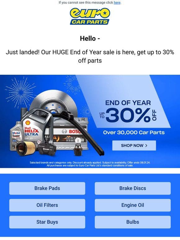 Wrap Up The Year With Our End Of Year Sale – Up To 30% Off Car Parts!