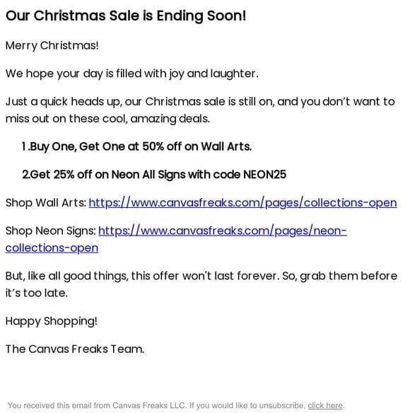 X-mas Sale Ends Soon: BOGO 50% OFF + Neon 25% OFF!