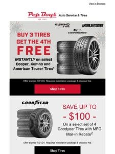 YOUR 4TH TIRE IS FREE