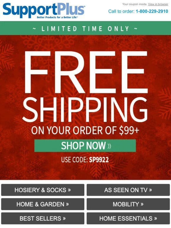 Yes! FREE Shipping is HERE.