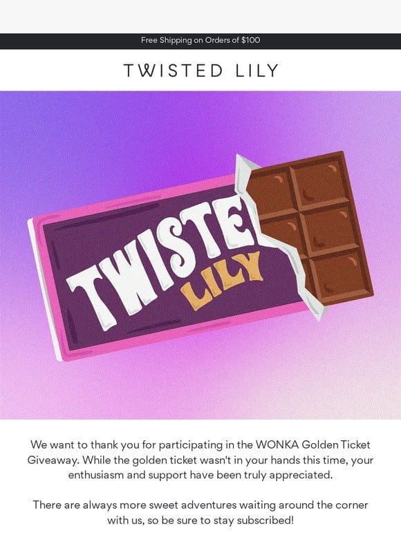You participated in our Wonka giveaway!