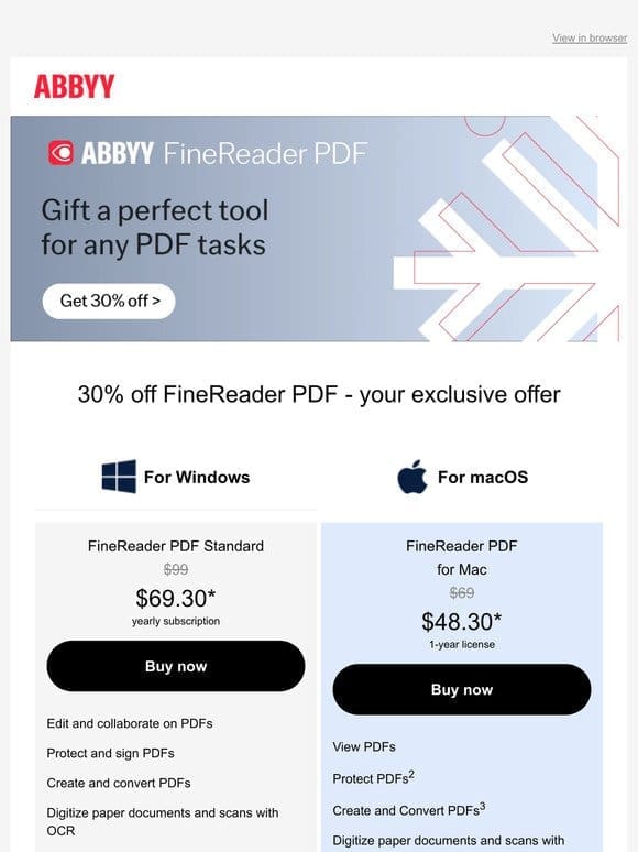 Your FineReader PDF gifts with 30% off this holiday