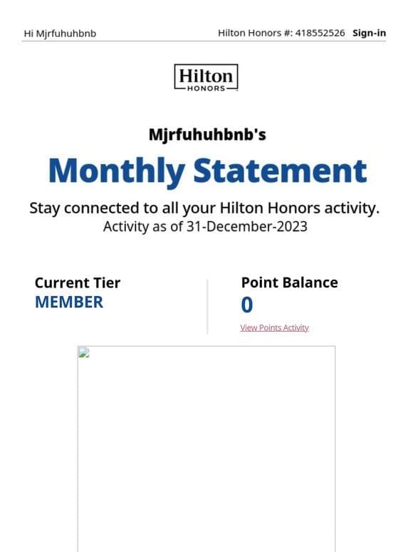 Your January Hilton Honors Monthly Statement