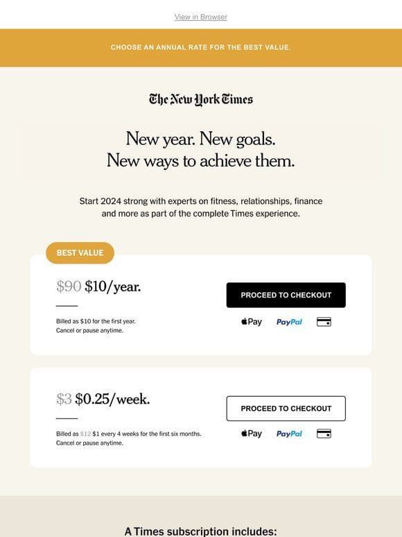 Your New Year’s offer: Only $10/yr.