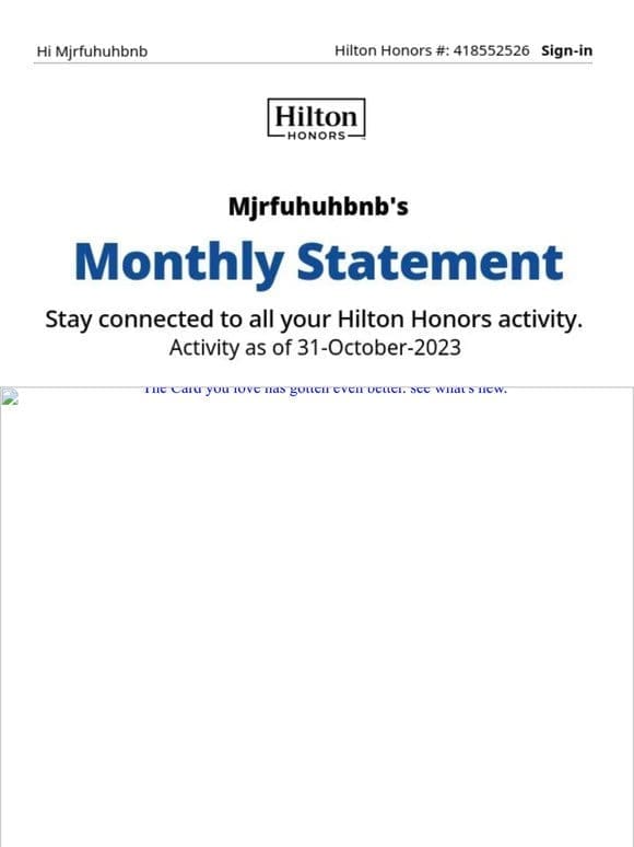Your November Hilton Honors Monthly Statement