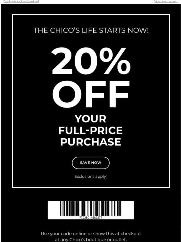 Your exclusive 20% off awaits