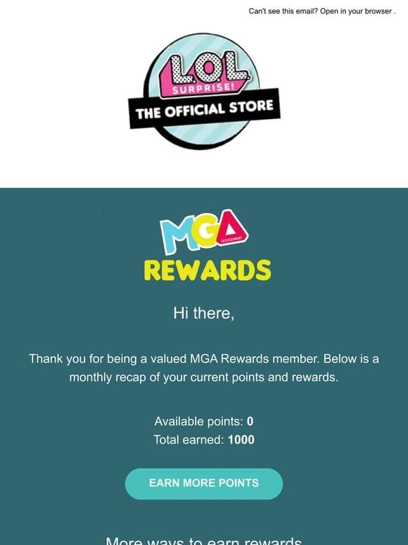 Your monthly update from MGA Rewards