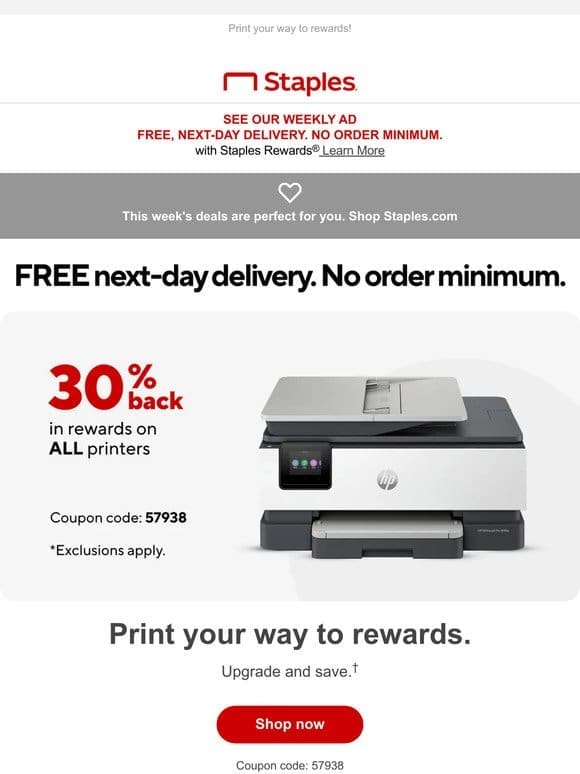 You’re getting 30% back in rewards on printers!
